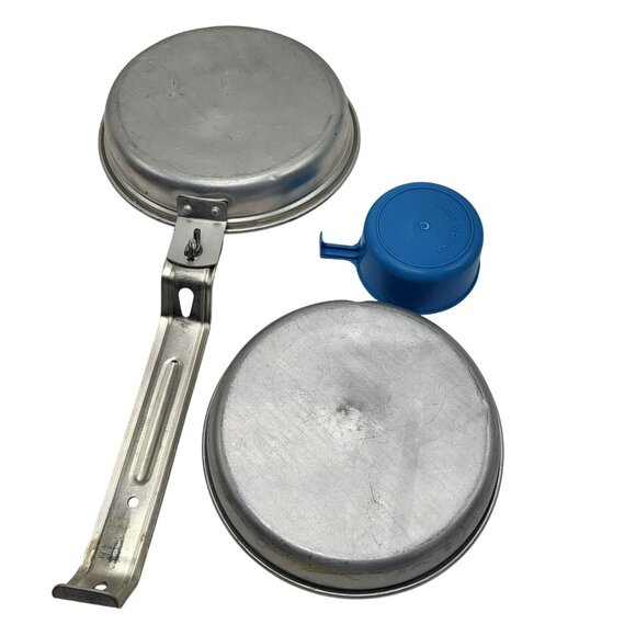 Vintage Boy Scouts Of America Aluminum Mess Kit 2 Pan Set Plate Cup Camp Cookwar - Picture 2 of 12